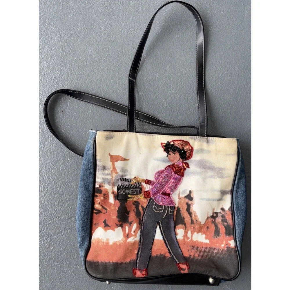 Western Style Beaded Cowgirl Double Handle Handbag